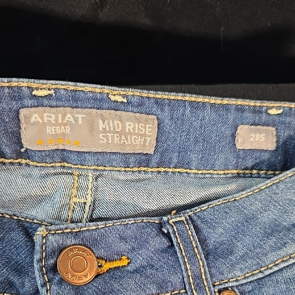 Ariat Rebar Mid Rise Straight Blue Denim - Picture 2 of 9